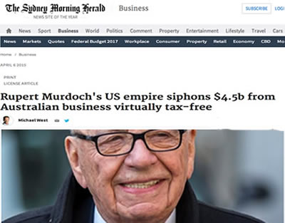 slimy murdoch cheats australia tax breaks