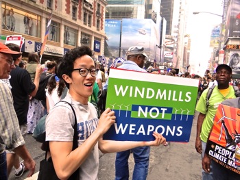 wind power marchers photos climate march nyc