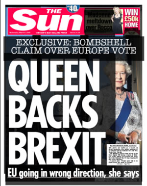 sun reports queen backs brexit newscorp sun propaganda in britain